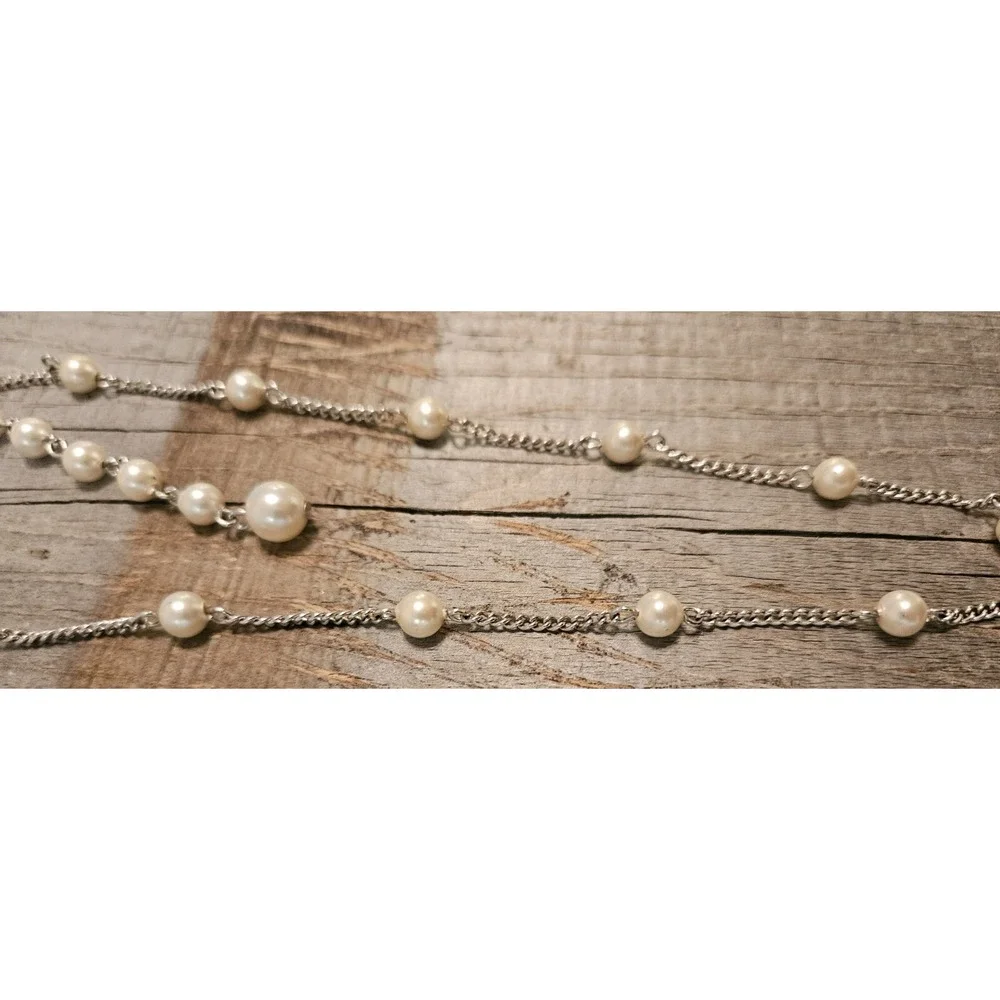 VINTAGE‎ CORO SILVER AND PEARL CHOKER NECKLACE - ELEGANT!
